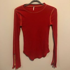 Free People zipper sleeve thermal top